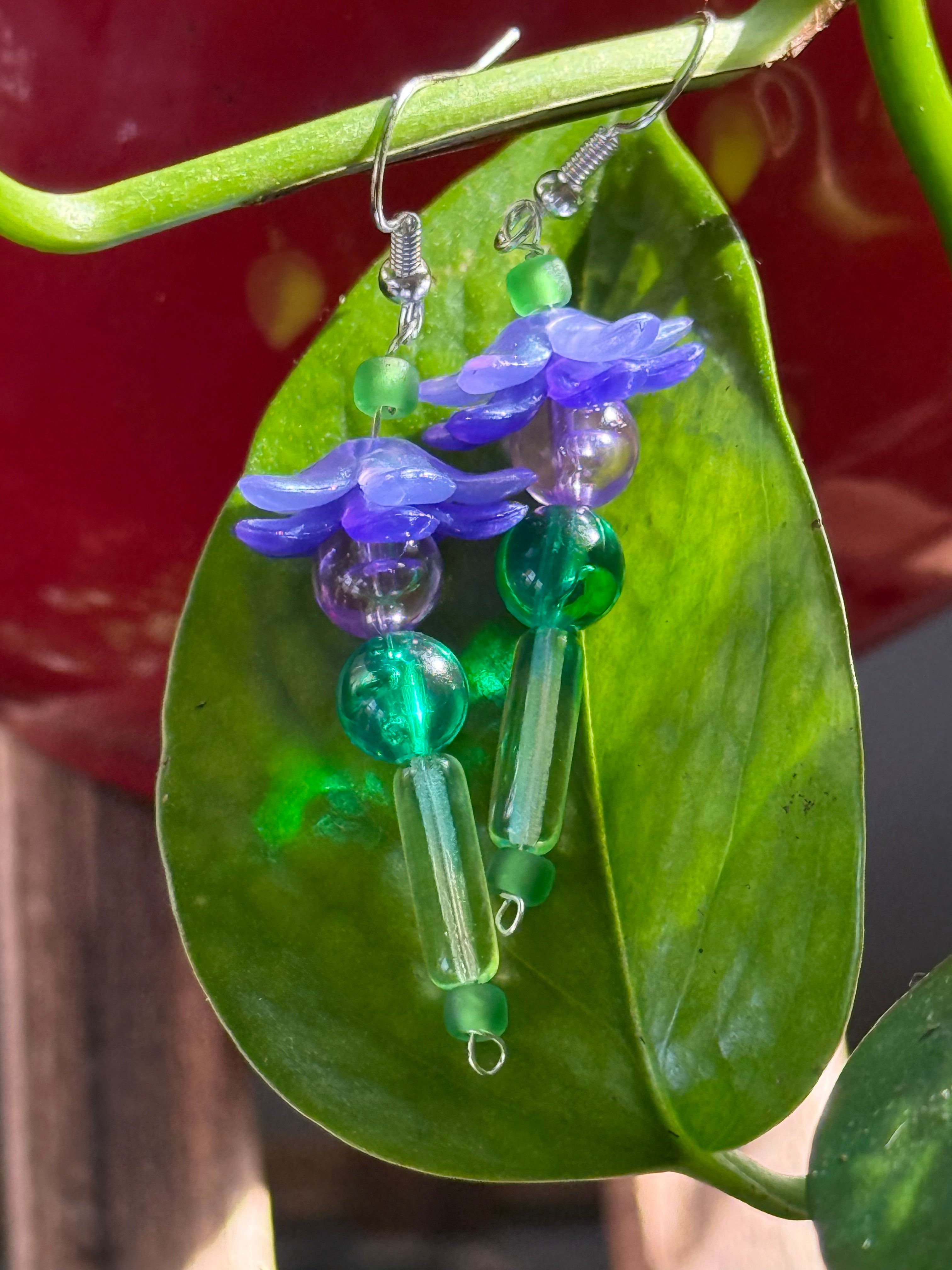 Purple Flower Earrings