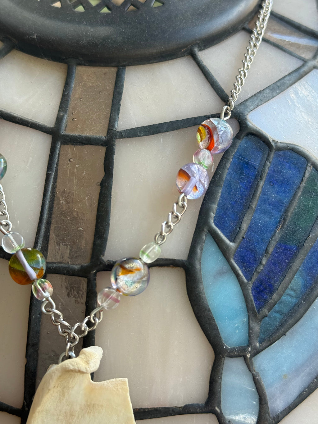Rainbow Crystal Jawbone Necklace