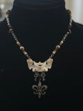 Oxidized Silver Bone Necklace