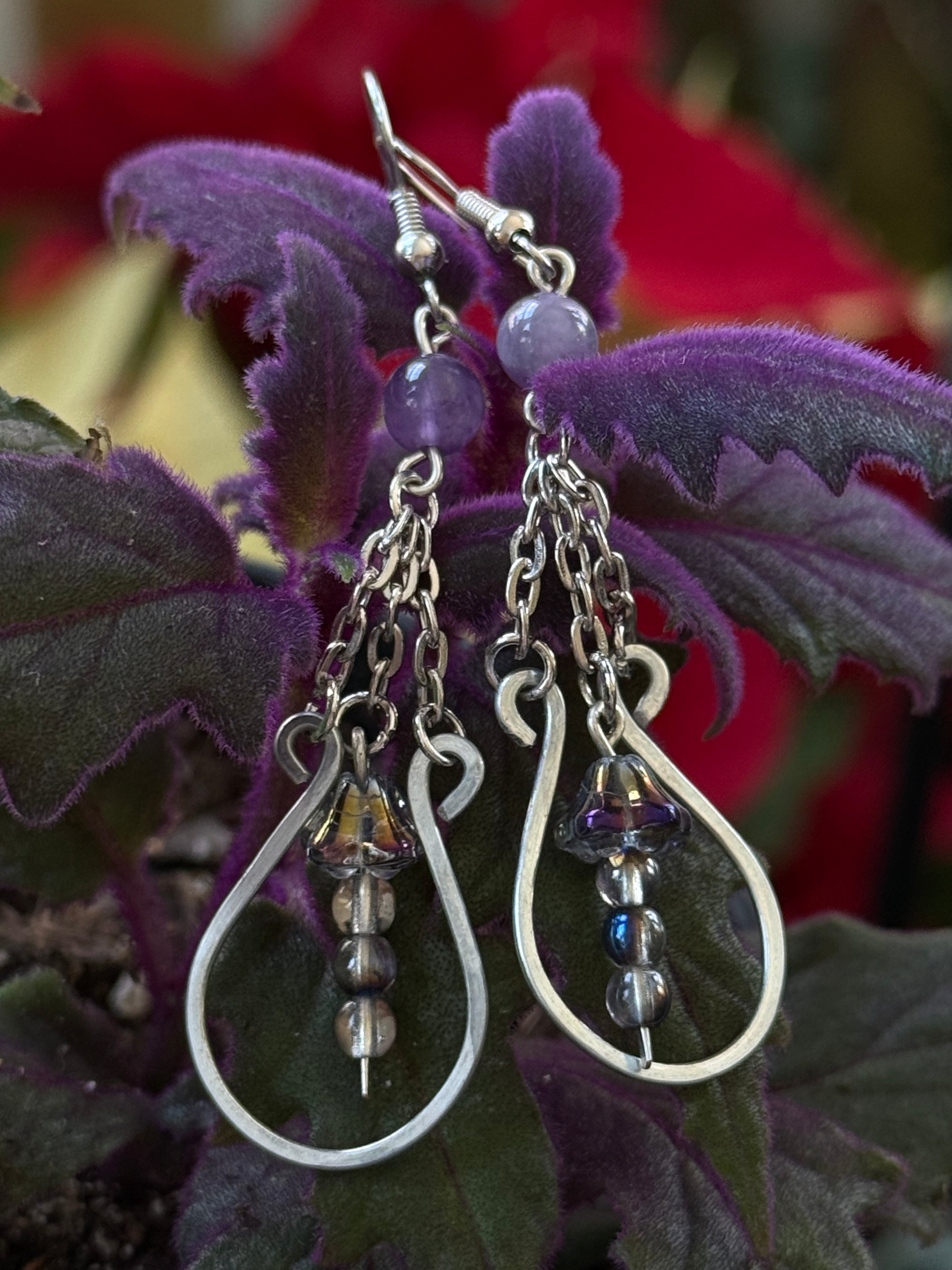 Purple Hooped Earrings