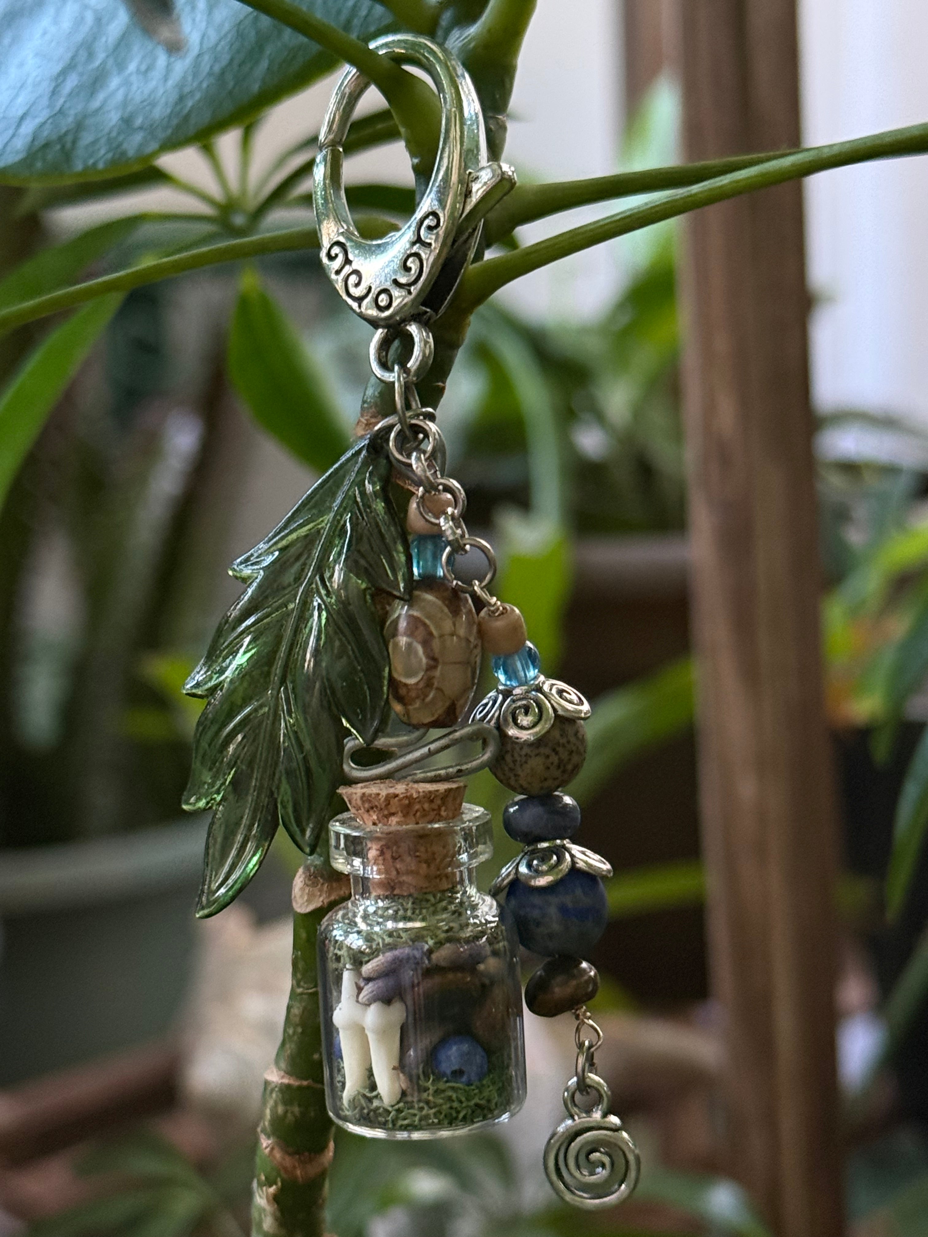 Moss and Teeth Vial Keychain