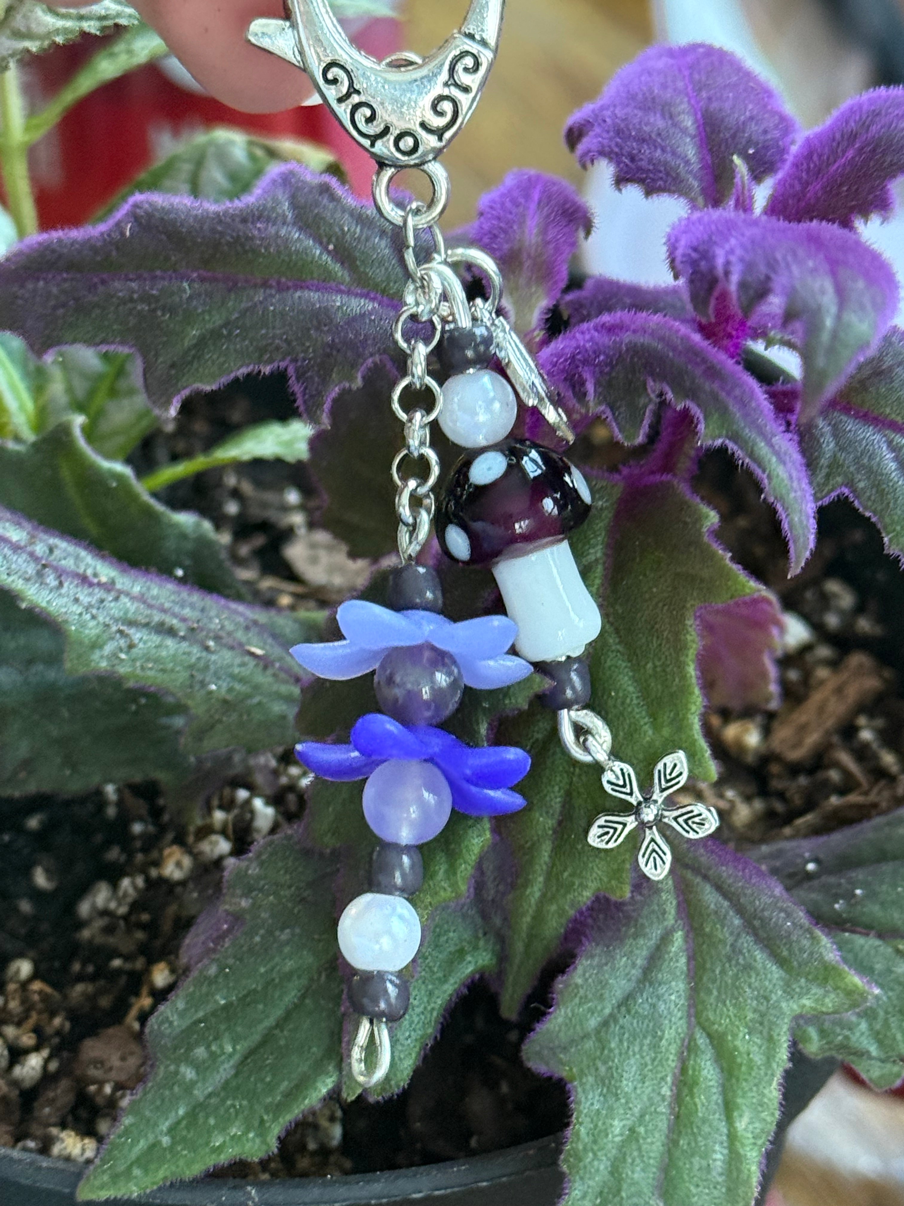 Purple Mushroom Flower Keychain
