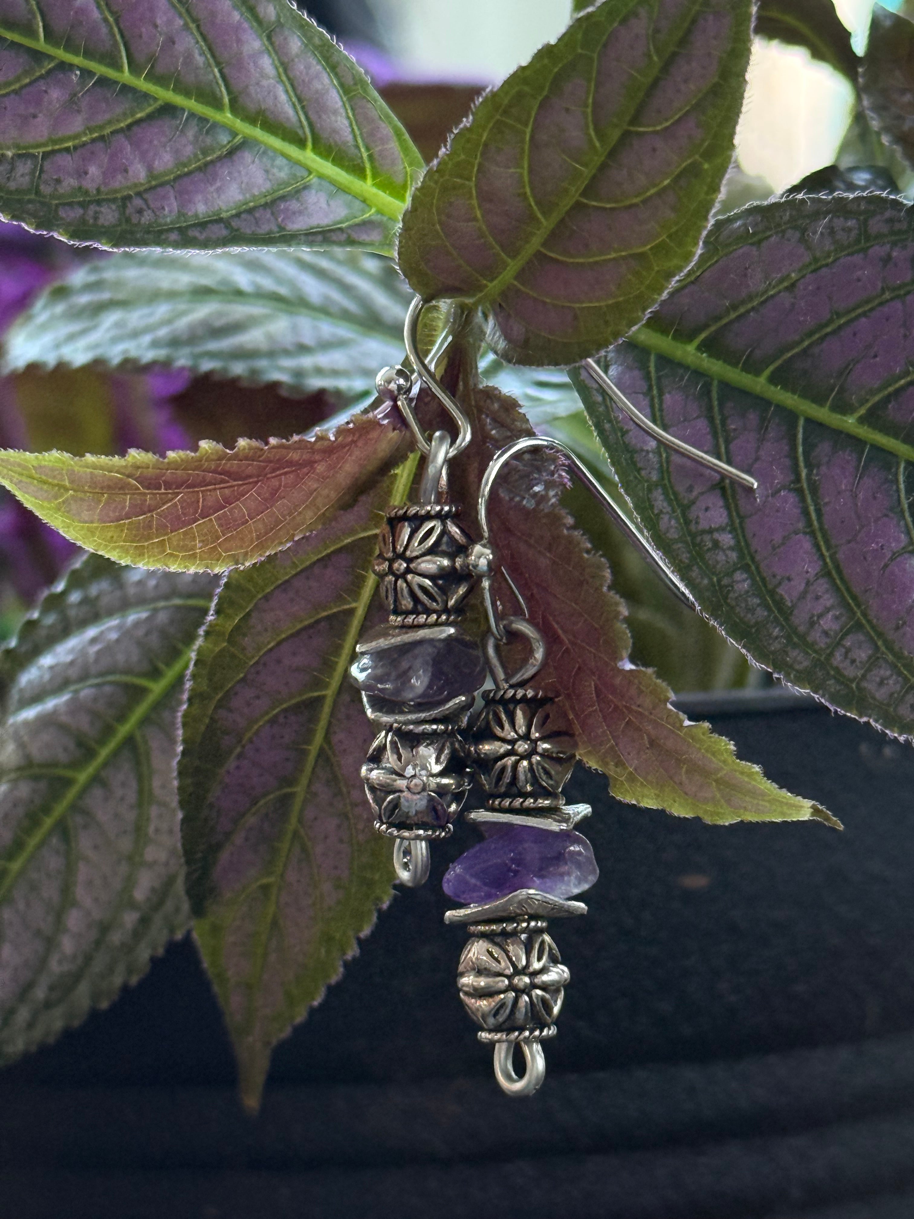 Amythest Silver Earrings