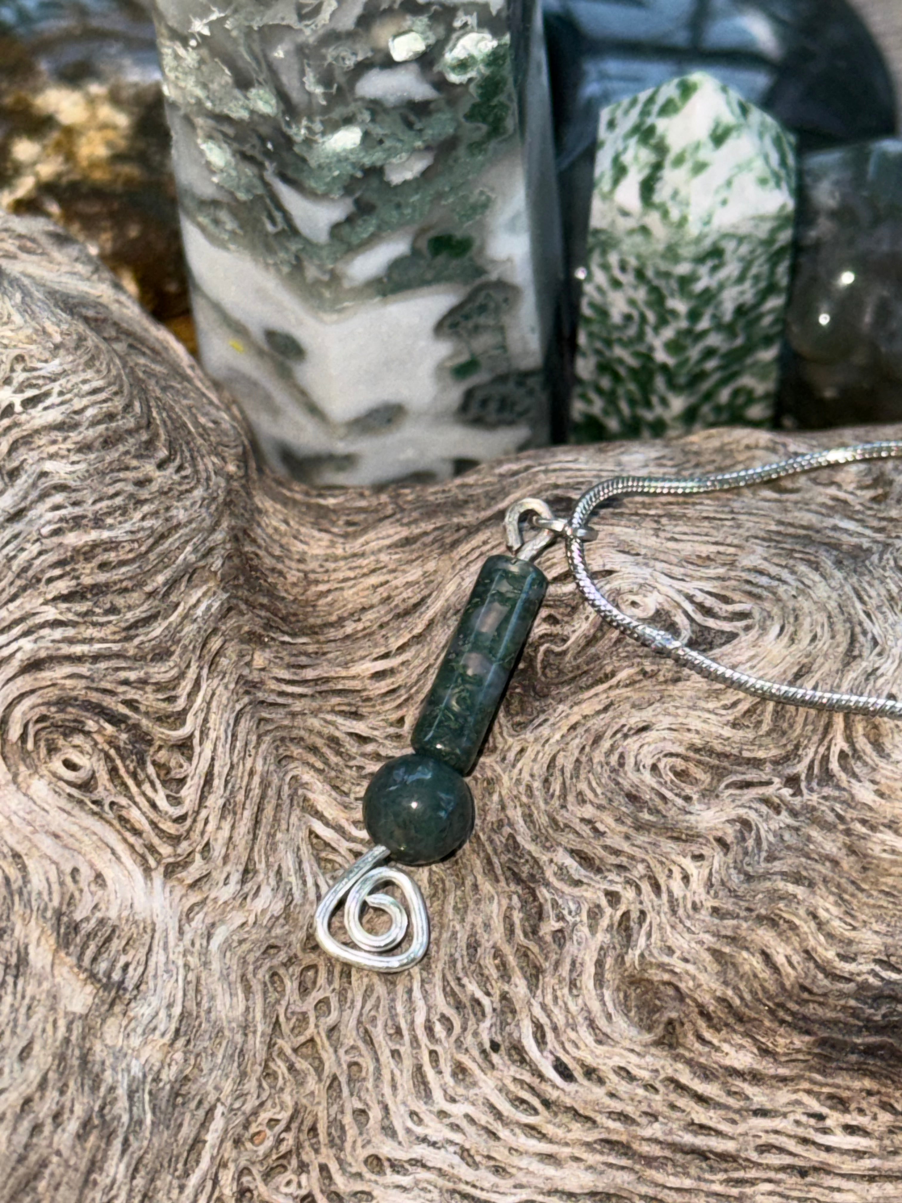 Moss Agate Swirl Necklace