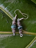 Green Crystal Silver Earrings