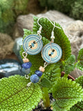 Blue Button Earrings