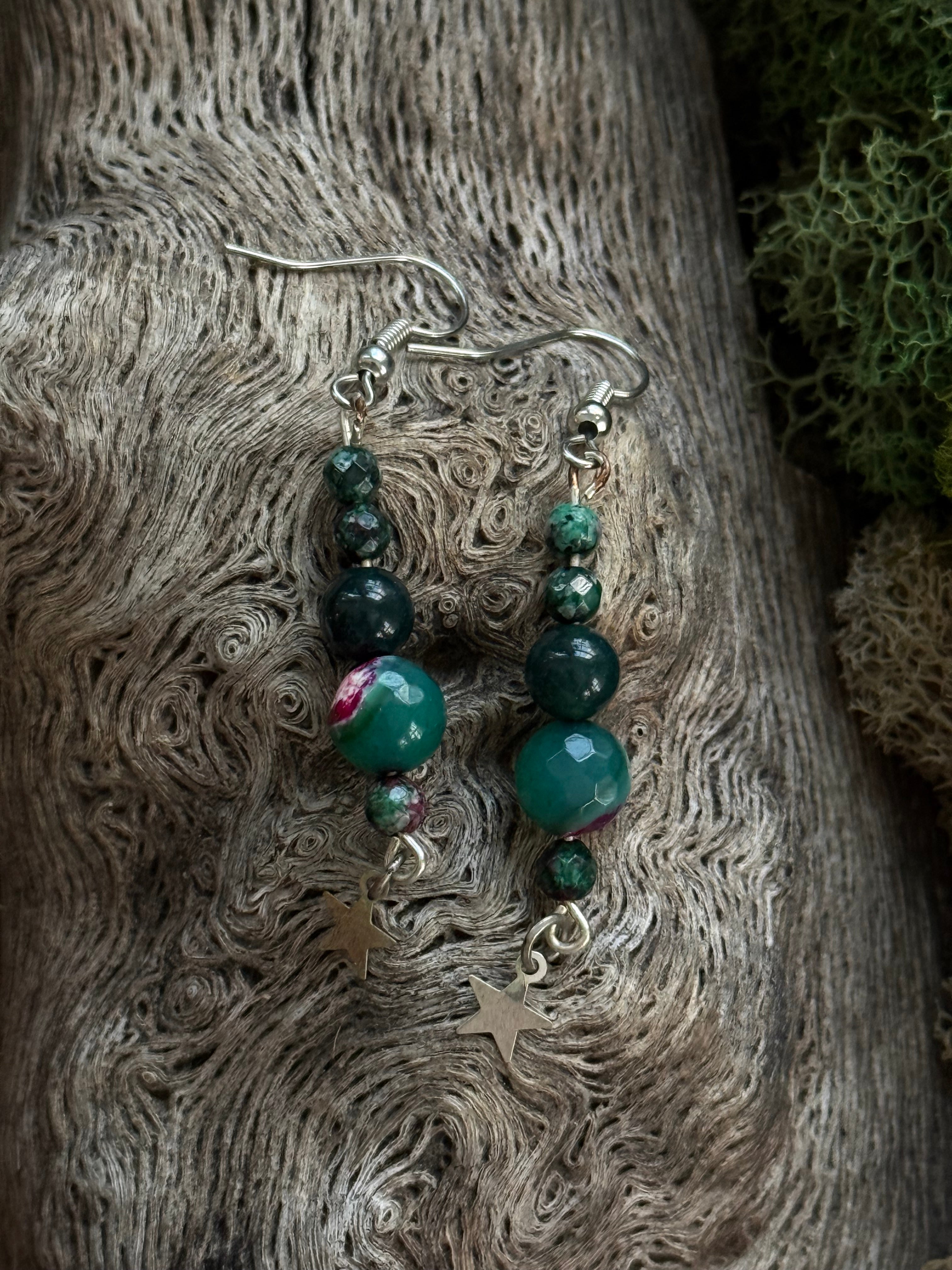 Green Star Earrings