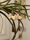 Crystal and Bone Dangle Earrings