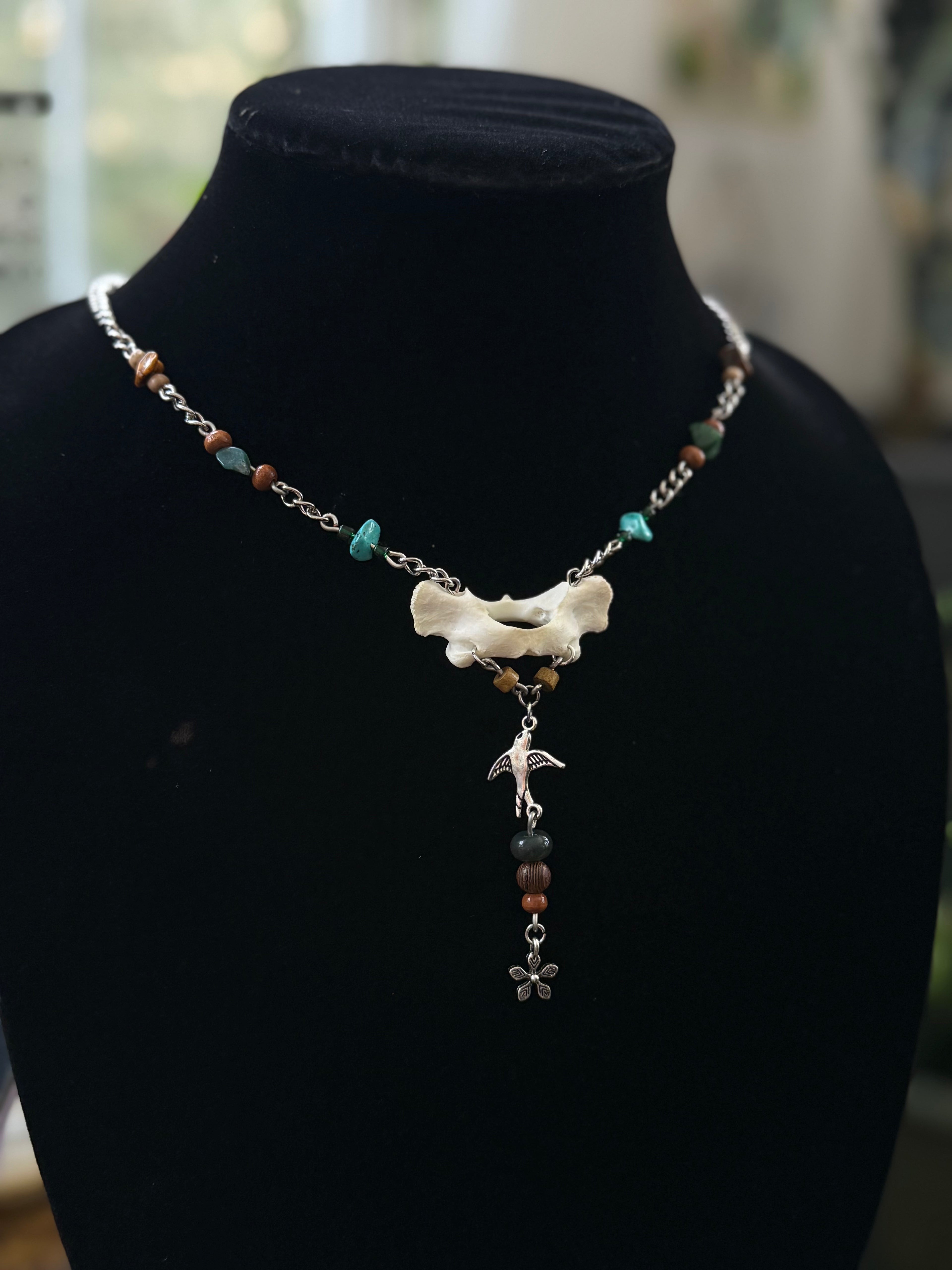Custom Bone Necklace + Earring Set