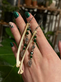 Green Rib Bone Earrings