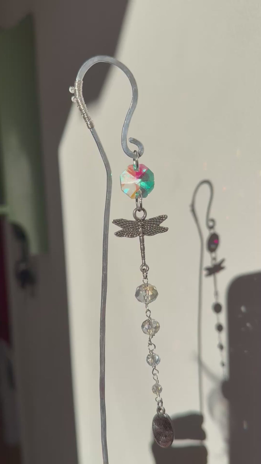 Rainbow Reflecting Dragonfly Plant Stake